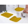 Jogo Tapete Banheiro 3 Peças Liso Amarelo Pelucia - 1