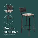 Ver imagem 4 de Kit 6 Banquetas para Balcão Cozinha Gourmet Junco Preto Bancada Ilha Banco 60cm Itagold