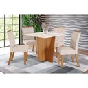 Ver imagem 1 de Conjunto: Mesa Sala Jantar Vértice C/ Tampo Reto Madeirado C/ Vidro 90x90cm e 4 Cadeiras Vita