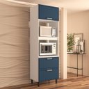 Ver imagem 1 de Armário Torre Quente Amara 70x224,5cm com 2 Portas e Gaveta Branco/Azul 250025