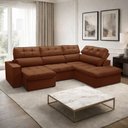 Ver imagem 3 de Sofá 4 Lugares Retrátil Reclinável Chaise Direito 288cm Solin F04 Veludo Terracota - Lyam Decor