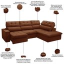 Ver imagem 4 de Sofá 4 Lugares Retrátil Reclinável Chaise Direito 288cm Solin F04 Veludo Terracota - Lyam Decor
