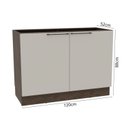 Ver imagem 3 de Balcão 2 Portas 1 Prateleira Interna Cozinha sem Tampo 120cm Lisboa Branco/Avelã/Off White