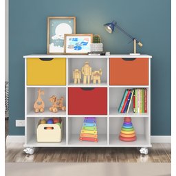 Nicho Organizador com 3 gavetas color e rodízios - Qmovi - 2