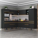 Ver imagem 1 de Cozinha Completa de Canto Veneza GB Multimóveis MP2046 com Armário e Balcão Preta