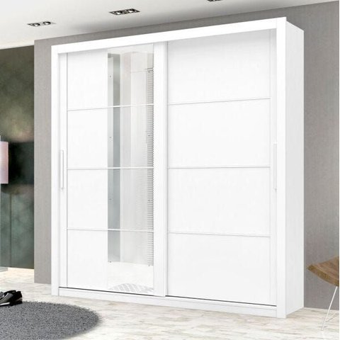 Guarda-Roupa Casal 2 Portas de Correr com Espelho Branco Ártico - Soberano/Zanzini