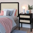 Ver imagem 2 de Cabeceira Solteiro 90cm e Mesa de Cabeceira com 2 Gavetas Cor:nero