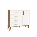 Ver imagem 2 de Cômoda Ayla 1 Porta e 4 Gavetas Reller Branco Fosco/Mezzo Fosco