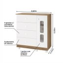 Ver imagem 4 de Cômoda Katatau 1 Porta e 4 Gavetas Reller Branco Brilho/ Mezzo Fosco