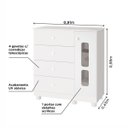 Ver imagem 4 de Cômoda Katatau 1 Porta e 4 Gavetas Reller Branco Brilho