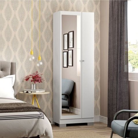 Armário Multiuso com 2 Portas com Espelho (547) Carraro Branco