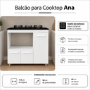 Ver imagem 2 de Balcão de Cozinha para Cooktop 4 Bocas com Nicho para Forno ou Microondas Ana - Branco