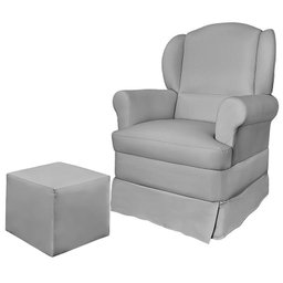 Poltrona de Amamentação Sabrina com Balanço e Puff Veludo Cinza - Phoenix Baby - 1