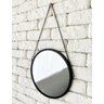 Espelho Redondo Corrente Alça de Parede em Metal Preto 30cm - 2