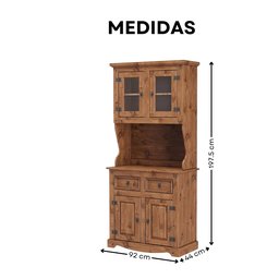 Cristaleira Madeira Maciça Carvalho 4 Portas e 2 Gavetas - 3
