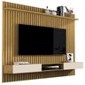 Painel Vênus Ripado 1.8x1.8 + Nicho 1.8 p/ TV até 75'' Cumaru/Off White - Giga Móveis - 2