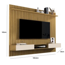 Painel Vênus Ripado 1.8x1.8 + Nicho 1.8 p/ TV até 75'' Cumaru/Off White - Giga Móveis - 3