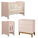 Ver imagem 2 de Quarto de Bebê Berço Evolution + Cômoda 3 Gavetas Classic Rosa Madeira