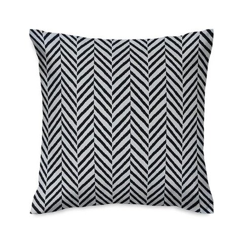 Capa de almofada VivaIN geométrico jacquard chevron preto e cru