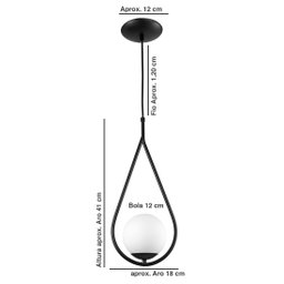 Luminária Pendente Aro Gota Orby Preto Magnifico - 3