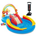 Ver imagem 1 de Piscina Infantil Inflável Escorregador Arco Iris 227 Litros Intex com Bomba de Ar Manual