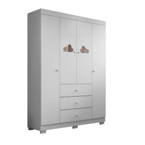 Guarda Roupa Infantil 4 Portas Cadu 100% MDF - Belloca Decor