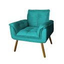 Ver imagem 2 de Kit Sofá Namoradeira + 2 Poltrona Opala Suede Azul Tiffany Pé Palito