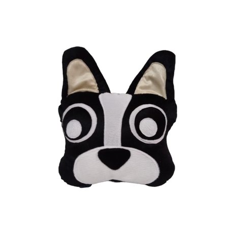 Almofada de Pelúcia Bulldog Francês Preto 35cm