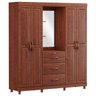 Guarda Roupa Casal Capelinha 4 Portas 3 Gavetas Linha Bronze - Imbuia - 2