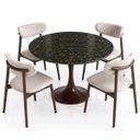 Ver imagem 3 de Mesa de Jantar Saarinen Redonda 140 cm Tampo Mármore Verde Guatemala Base Laca Marrom Cacau