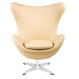 Poltrona Egg em Couro Ecológico - Creme - 1