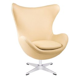 Poltrona Egg em Couro Ecológico - Creme - 2