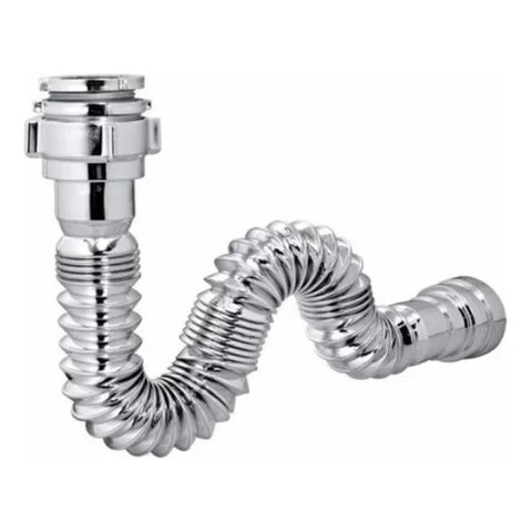 Sifão Cromado Metal Sanfonado de Pia Cuba Bancada para Cozinha e Banheiro Sif-c