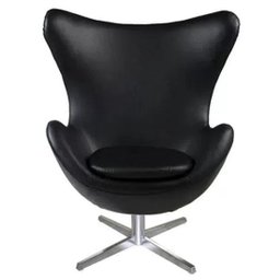 Poltrona Egg em Couro Ecológico - Preto - 1