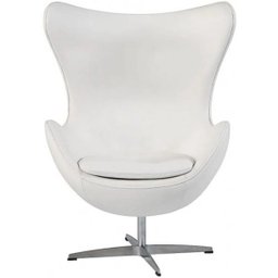 Poltrona Egg em Couro Ecológico - Branco - 1