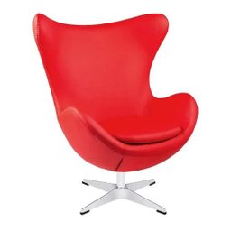 Poltrona Egg em Couro Ecológico - Vermelho - 1