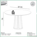 Ver imagem 4 de Conjunto Mesa de Jantar 1,35m com Vidro + 6 Cadeiras em Mdf