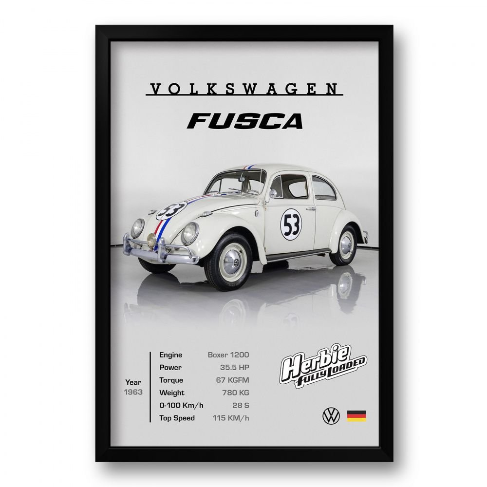 Quadro Fusca 1963 Herbie Fully Loaded 40x60cm MadeiraMadeira