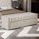 Ver imagem 5 de Calçadeira Báu Queen Size Atena 160cm Capitonê Suede Bege Claro - Desk Design