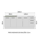 Ver imagem 4 de Kit com 2 Balcões de Cozinha Madesa Agata 3 Gavetas 4 Portas (Sem Tampo e Pia) Branco