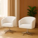 Ver imagem 1 de Kit 02 Poltronas Giratória Stella Corino Branco Base Cromada - D'rossi