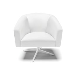 Kit 02 Poltronas Giratória Stella Corino Branco Base Cromada - D'Rossi - 3