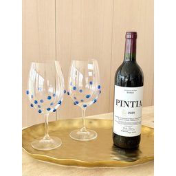 Taças de Cristal Vinho 580 Ml Bohemia Titanium Decorado com Mini Gemas 2 Un - 2
