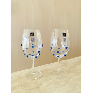Taças de Cristal Vinho 580 Ml Bohemia Titanium Decorado com Mini Gemas 2 Un