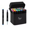 Caneta Marcador Permanente 48 Cores Estojo Ponta Dupla Pintura Desenho Cartaz Estudante Escola Traba - 1
