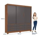 Ver imagem 6 de Guarda Roupa Casal Morretes 3 Portas de Correr 9 Gavetas MDP com Cômoda Jatobá Grafite Santos
