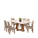 Ver imagem 2 de Conjunto Sala de Jantar 6 Cadeiras Tampo de Vidro Dj Móveis Kiara Freijó Ayla Creme