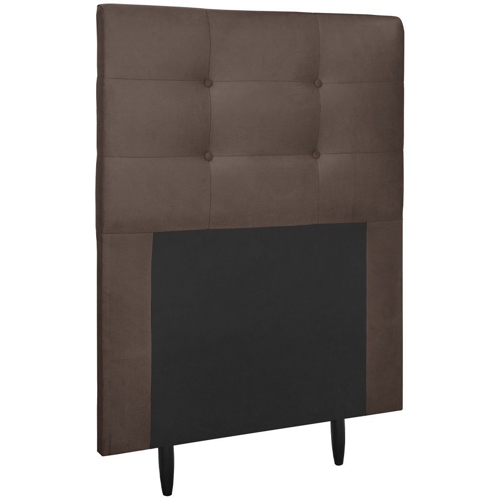 Cabeceira Cama Box 90cm lena Tecido Suede Marrom Ísis Estofados