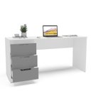 Ver imagem 3 de Mesa Escrivaninha Madri Escritório 3 Gavetas 163x77cm Cinza/Branco 250705