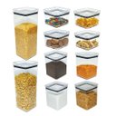 Ver imagem 1 de KIT 10 Potes Herméticos Quadrados 480/1000/2200ml Empilhável Paramount